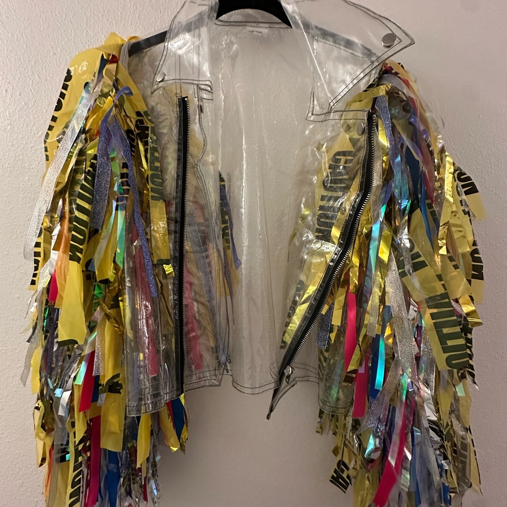 Harley Quinn Clear Jacket with Colorful Fringe